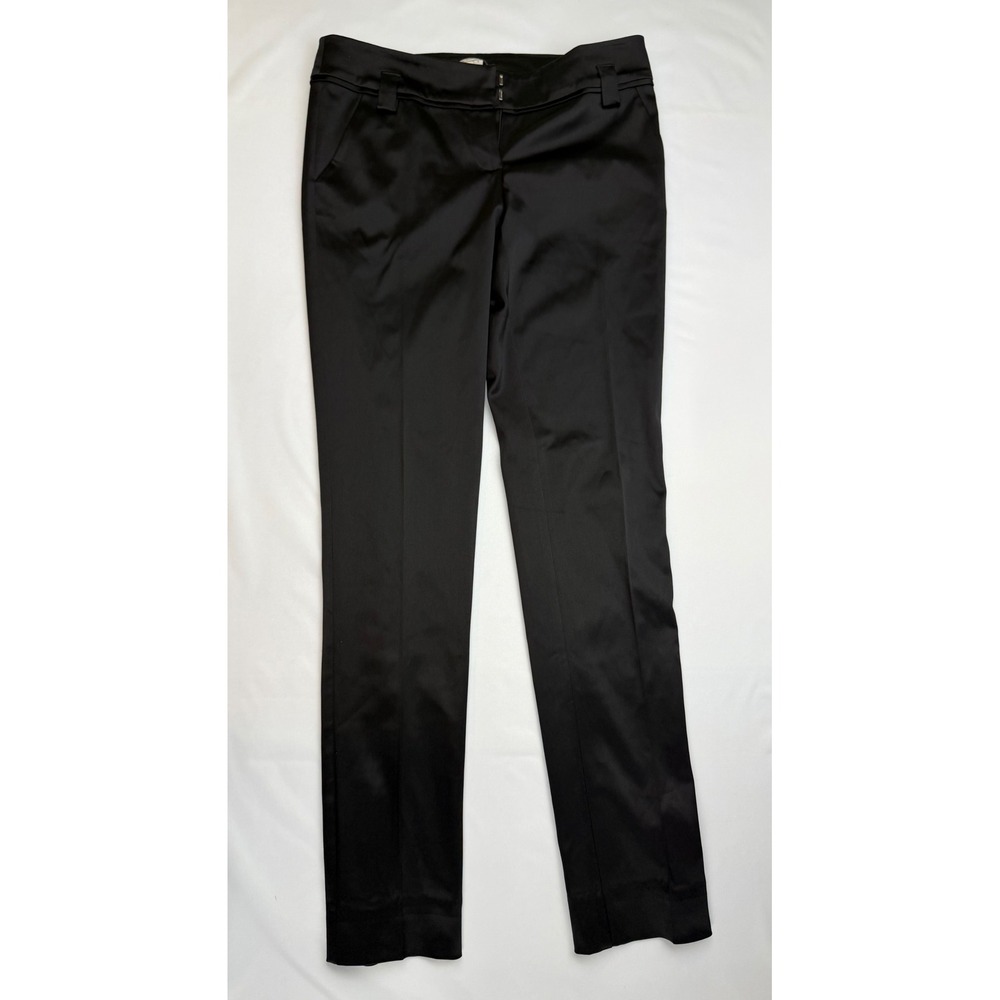 BCBGeneration Womens Black Satin Straight Leg Dress Pants Trousers Size 4